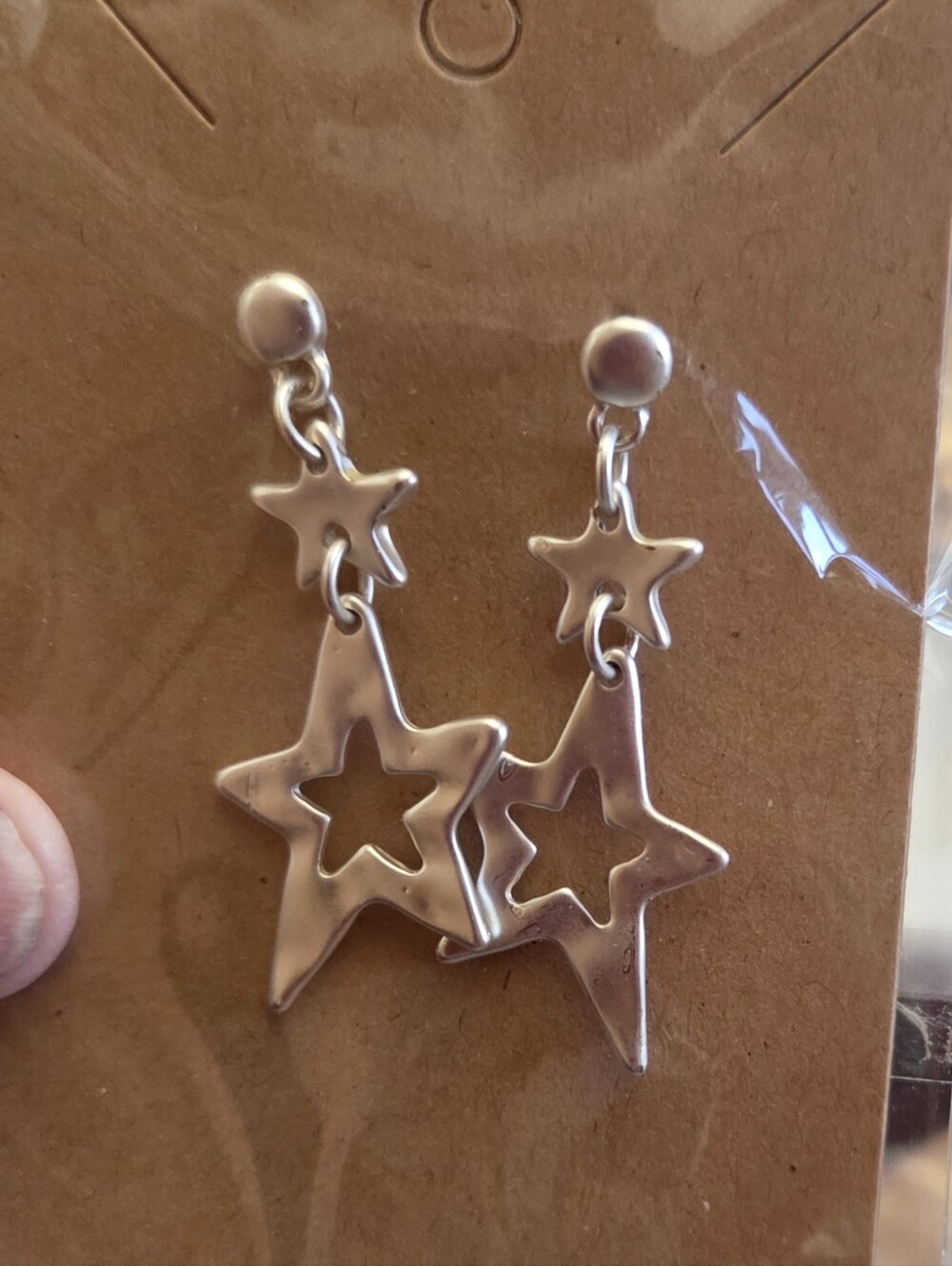 Silver Star Dangle Earringsu
